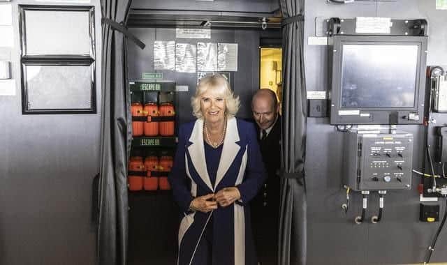 Camilla, Duchess of Cornwall during a visit to HMS Prince of Wales in Portsmouth earlier this year. Picture: Richard Pohle - WPA Pool/Getty Images