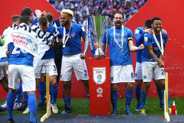 Pompey remain the holders of the EFL Trophy following their Wembley win over Sunderland in March 2019. Picture: Jordan Mansfield/Getty Images