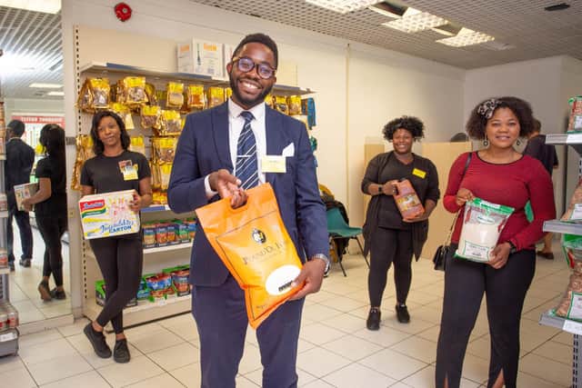 New food and international trade store, Africexpress.
Owner, Mobu Eberendu with staff, Nene Onimisi, Maddie Kamara and Ginika Nwachukwu.
Picture: Habibur Rahman