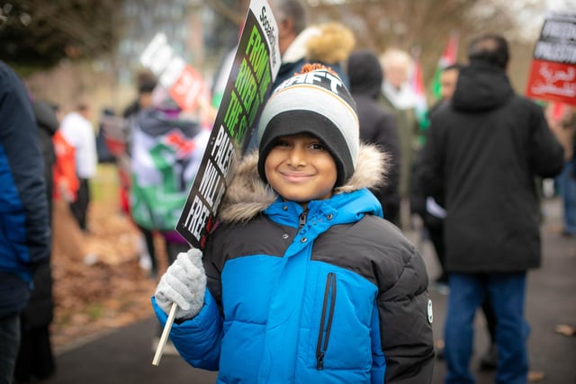 Pictured: Rayan Rahman, aged 8, at the protest.

Picture: Habibur Rahmans