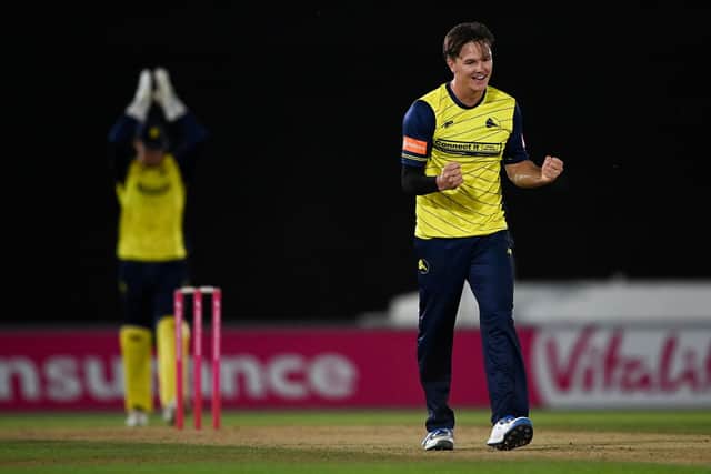 Sonny Baker playing for Hampshire Hawks. Photo: Dave Vokes / Hampshire Cricket