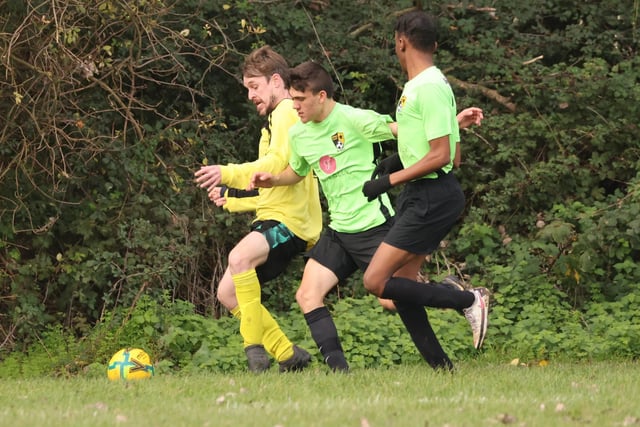 Hatton Rovers (yellow shirts) v Fratton Trades Reserves. Picture by Kevin Shipp