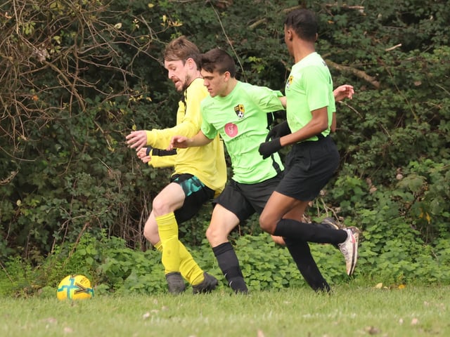 Hatton Rovers (yellow shirts) v Fratton Trades Reserves. Picture by Kevin Shipp