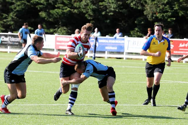 Havant captain Joel Knight, centre, got Havant's third and final try. Picture: Sam Stephenson