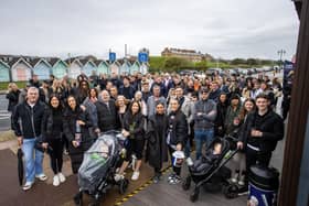 Family and friends of Mason Peddle gathered at Eastney Esplanade Coffee Cup for a charity walk to Old Portsmouth to raise funds for Masons Family funeral fund. Picture: Alex Shute.