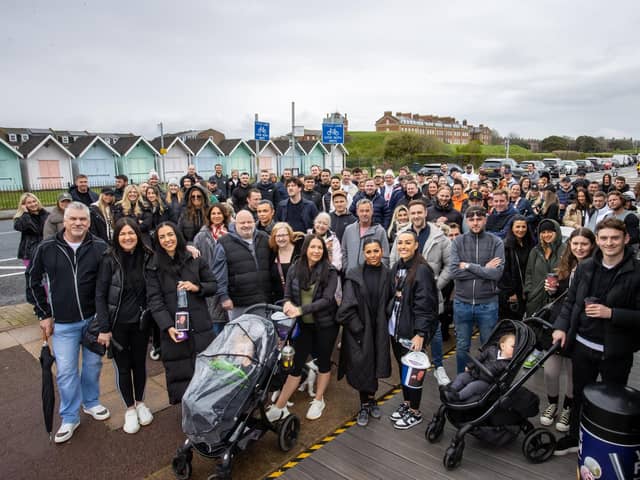 Family and friends of Mason Peddle gathered at Eastney Esplanade Coffee Cup for a charity walk to Old Portsmouth to raise funds for Masons Family funeral fund. Picture: Alex Shute.