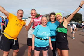From left - Darren Pratt, Martin Wells, Sarah Stanbridge (running her 100th parkrun), Karen Heard and George Longland at the Southsea parkrun. 
Picture: Chris Moorhouse