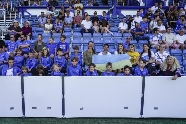 Pompey welcomed Ukrainian families who have found safety in the city after being forced to flee their homeland because of Russia's invasion to Fratton Park for Saturday's game with Lincoln.