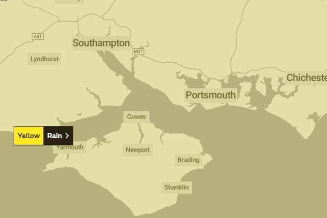Yellow weather warning is in place for Portsmouth. Picture: Met Office