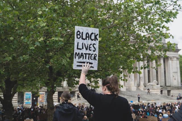 The Black Lives Matter protest taking place in Guildhall Square, Portsmouth, on Thursday, June 4. Picture: Saffron Watson Photography