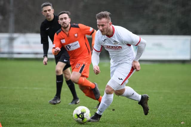 Connor Duffin, right, netted twice for Horndean at home to Shaftesbury. Picture: Keith Woodland