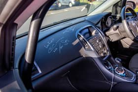Stephen Sawdy bought a car three and a half years ago, but it is not like any other - it is the car used throughout Top GearPictured: Signature from The Stig on the dash board Picture: Habibur Rahman