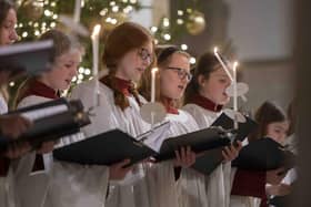 Portsmouth Cathedral Choir performing at a carol service in 2022