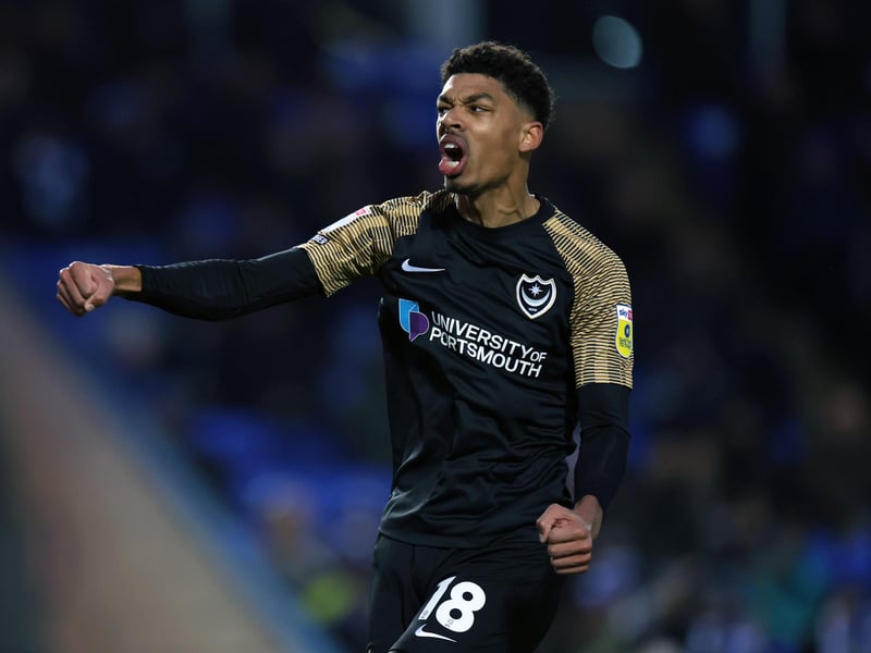 Reeco Hackett celebrates scoring for Pompey against Peterborough last weekend.   Picture: Catherine Ivill/Getty Images