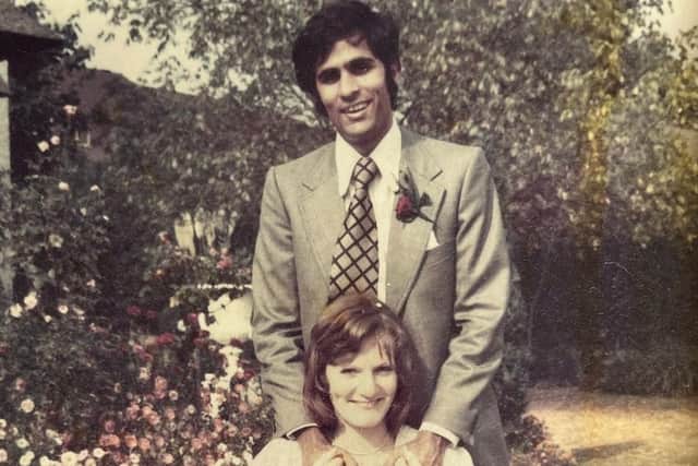 Dev with his late wife, Celia, who passed away from breast cancer.