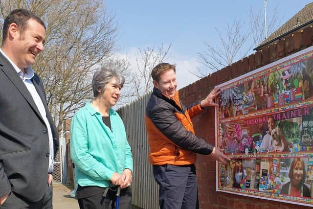 Councillors Dave Ashmore, Lynne Stagg and Chris Attwell at Belmont Path