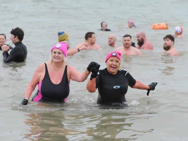 GAFIRS annual New Year's Day swim took place on Monday, January 1, 2024. Picture: Sarah Standing (010124-4247)