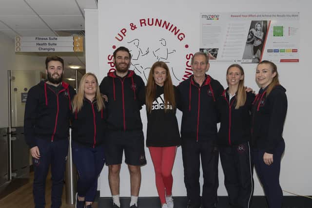 The Up and Running team with olympic athlete Lauren Steadman at the opening of the new Sports Injury Treatment Clinic at Mountbatten Leisure Centre in Hilsea, Portsmouth.
