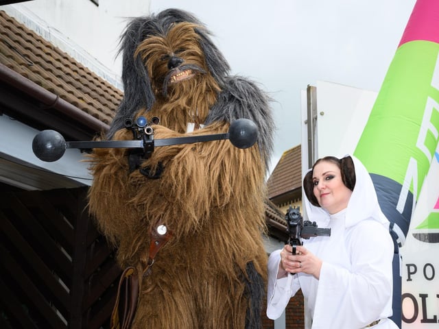 Pictured is: Chewbacca and Princess LeiaPicture: Keith Woodland (080621-3)