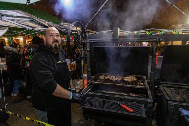 Shane from Braai-B-Que boys brings a taste of South Africa to Gosport with his freshely cooked Boerewors. Picture: Mike Cooter (251123)