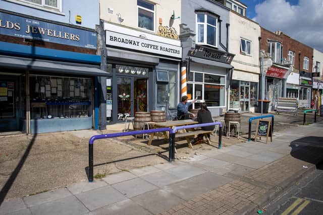 The area outside Broadway Coffee in Highlands Road, which could be transformed by the Living Streets project. Picture: Alex Shute