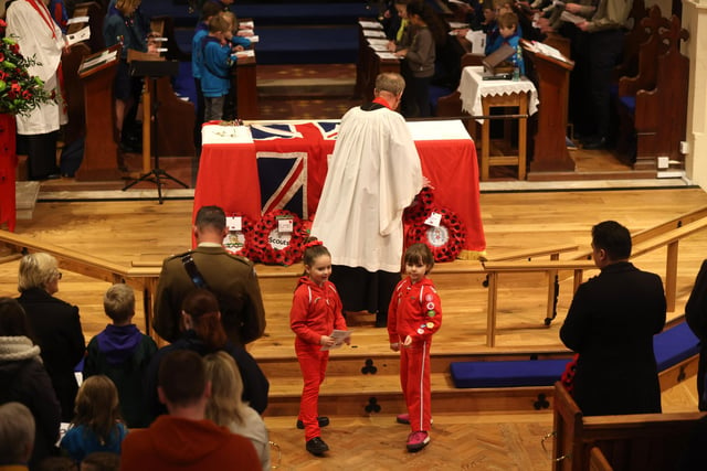 Remembrance service inside St James Hall, Church Path, Emsworth