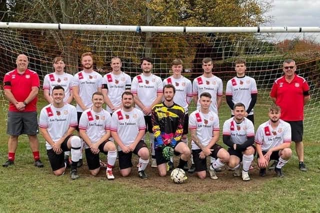 AFC Stubbington. Back (from left): Dean Knibbs (assistant coach), James Waite, Jake Goble, Tom Knibbs, Harrison Broom, Ryan Edney, Nathan Finlay, Charlie Stedman, Charlie Barley (coach). Front: Charley Houghton, Alec Caws, Alfie Erskine, Will Hazell, Joe Fields, Jaymie Hull, Jacob Harris.