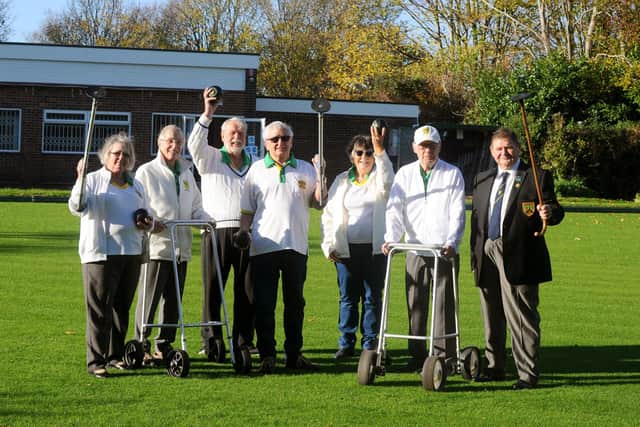 From left, Chris Clark, Barrie Hudson, vice president Bill Bolton, Ron Barrett, Cynthia Barrett, Vic Clark and president Martin Docherty Picture: Sarah Standing (171122-2852)