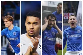 From Left: Sean Raggett, Gavin Bazunu, John Marquis and Ronan Curtis are four of 33 players to have played at least five games for Pompey under Danny Cowley.