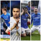 From Left: Sean Raggett, Gavin Bazunu, John Marquis and Ronan Curtis are four of 33 players to have played at least five games for Pompey under Danny Cowley.