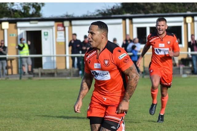 Barry Mason celebrated his AFC Portchester debut with a goal in the 2-0 win against AFC Stoneham. Pic: Dan Haswell.