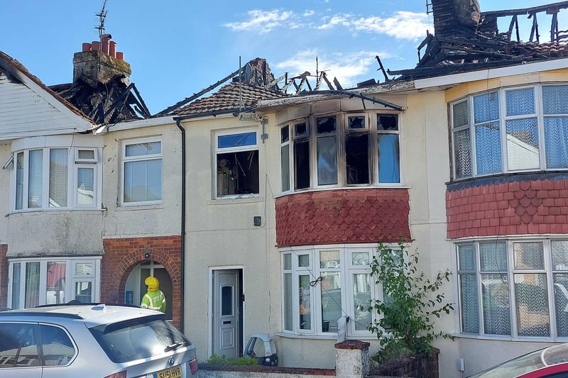 Firefighters tackled a blaze that affected eight houses in Hill Park Road, Gosport. Fire crews remain at the scene to assess the damage and the cause.