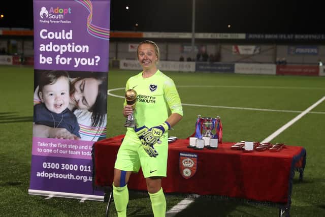 Hannah Haughton with her man of the match award. Picture by Dave Haines.