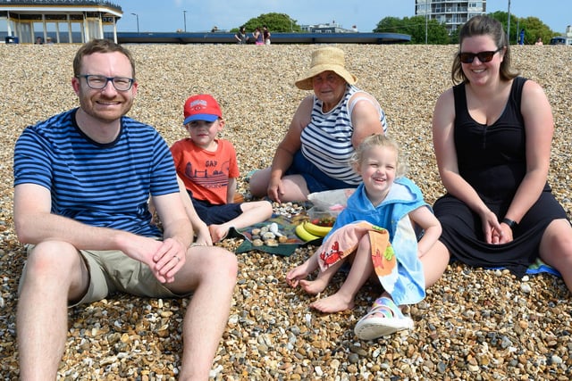 Pictured is: The Thorne family enjoying the beach.