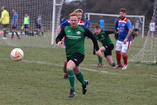The Meon (blue) v Saturn Royale. Picture: Sam Stephenson.