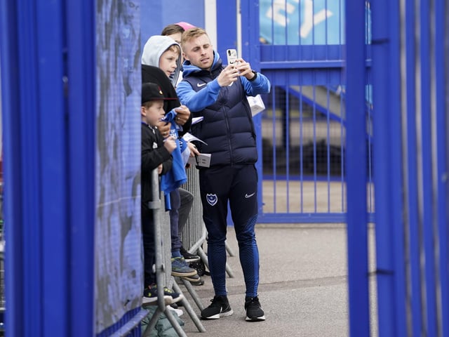 Joe Morrell had plenty of time to stop and chat to fans as he continued his four-match ban.
