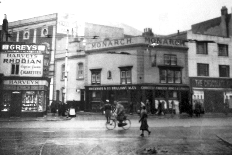 The Monarch pub on the corner of commercial Road and Charlotte Street. The Portsmouth pub was destroyed during the blitz.