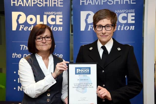 PC Melanie Biggs was commended with a Hampshire Police Federation National Police Bravery Award. Picture: Hampshire Police Federation.