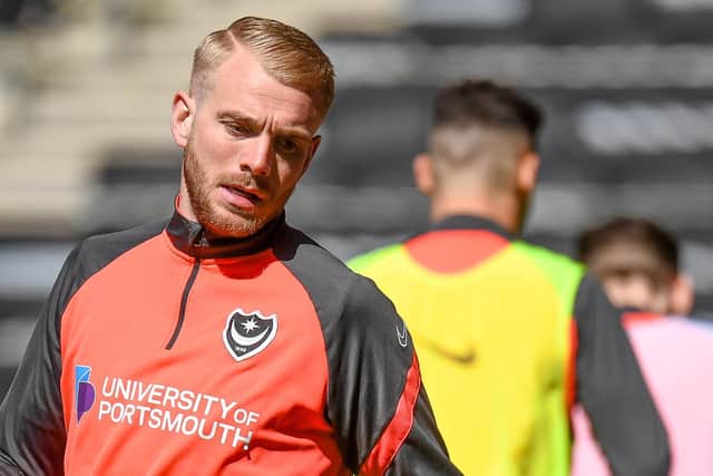 Pompey have failed in their bid to overturn Jack Whatmough's red card against MK Dons, so is absent from tonight's trip to Swindon. Picture: Dennis Goodwin