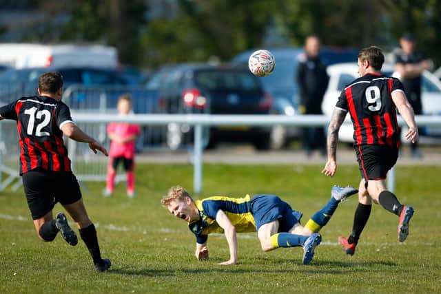 Fleetlands (black/red) v Moneyfields. Picture by Dave Bodymore