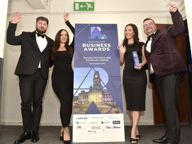 Liquid Friday celebrate winning the Employer of the Year award. Picture: Sarah Standing (270325-1319)