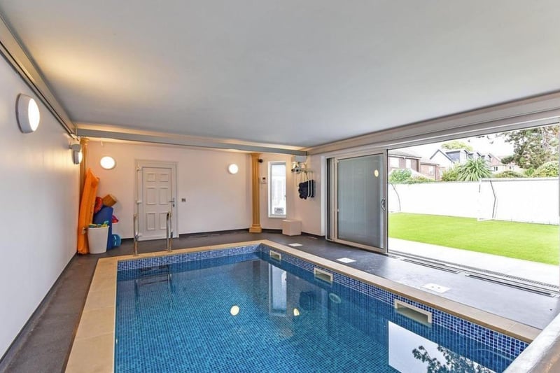 Within this home, there is a large swimming pool area which opens up to the garden - perfect for a summer's day.