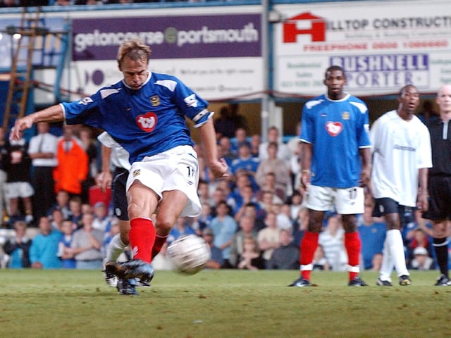 A special night under the Fratton lights as a Teddy Sheringham hat-trick sends Pompey top of the formative Premier League table in 2003.