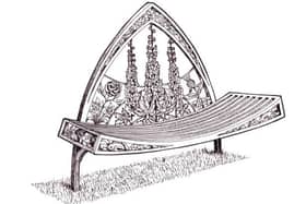 A sketch of what the bench commemorating the Coronation of King Charles III will look like