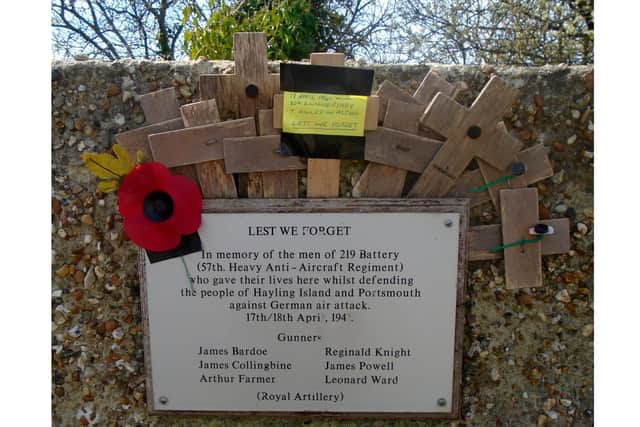 The memorial plaque to six of the gunners who died at the gun site. Jack Chandler’s name to be added. Picture: Richard Coates