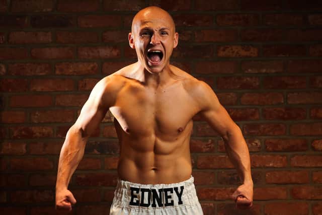 Connor Edney, who has not fought since November 2019 due to the pandemic, poses for a portrait during a photo session at Brown's Gym. Photo by James Chance/Getty Images.