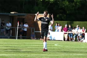 New Hawks signing Joe Iaciofano celebrates a goal for Northampton Town in a friendly against Sileby Rangers in 2017. Photo by Pete Norton/Getty Images.