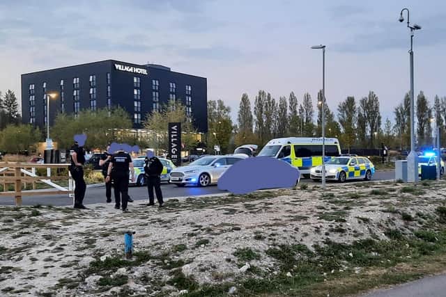 Police attending the scene in Western Road, Cosham. Picture: Fareham Police