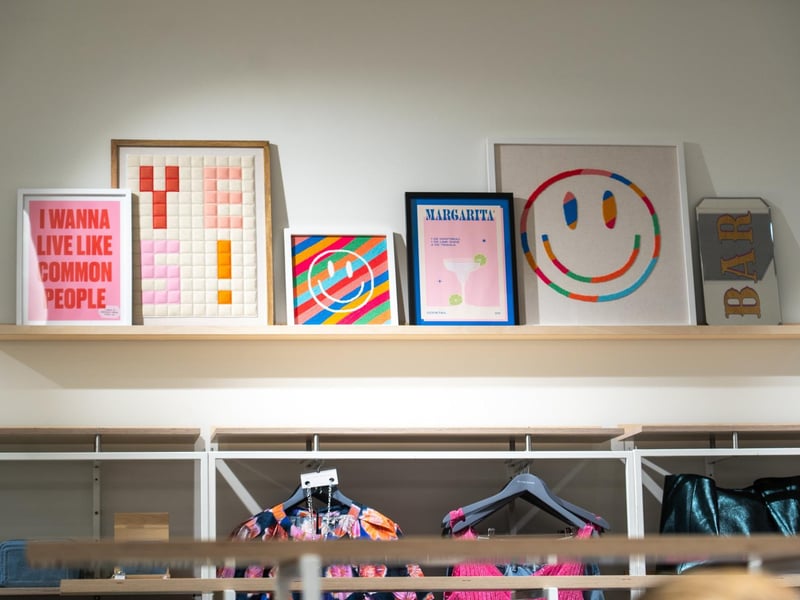 Artwork on display at the new Oliver Bonas store at Gunwharf Quays, Portsmouth.