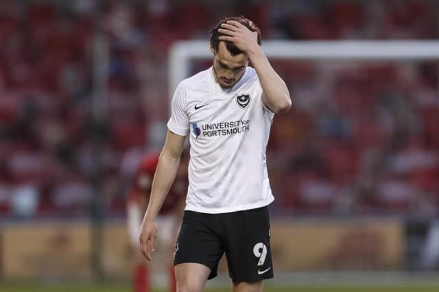 John Marquis had a night to forget on his Pompey return at Crewe in midweek.  Picture: Daniel Chesterton/phcimages.com
